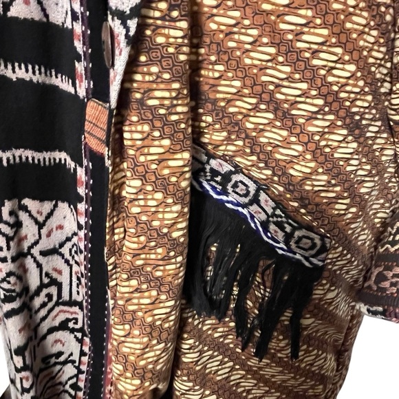 Vintage Handcrafted Indonesian Ikat Duster – Mixed Textile Robe Jacket — XL - Picture 14 of 16